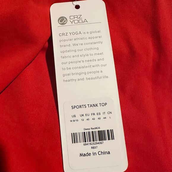 CRZ YOGA Butterluxe Racerback Tank Built In Bra Deep Red M 8/10 NWT - Picture 4 of 6